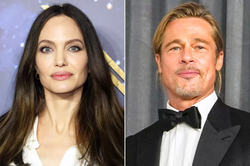 Angelina Jolie in 2021; Brad Pitt in 2021. (PHOTO: VIA PEOPLE, MIKE MARSLAND/WIREIMAGE; CHRIS PIZZELLO-POOL/GETTY)