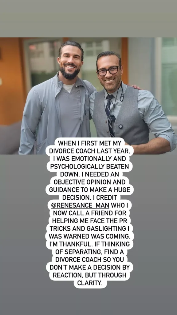 Bryan Abasolo posts about his divorce coach on his Instagram Stories. (BRYAN ABASOLO/INSTAGRAM)