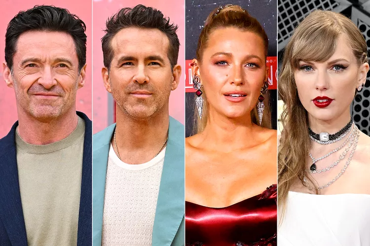 Hugh Jackman; Ryan Reynolds; Blake Lively; Taylor Swift. (PHOTO: VIA PEOPLE, JUSTIN TALLIS/AFP VIA GETTY; JUSTIN TALLIS/AFP VIA GETTY; TAYLOR HILL/WIREIMAGE; GILBERT FLORES/BILLBOARD VIA GETTY)