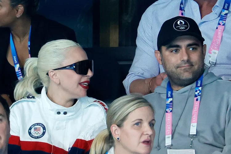 Lady Gaga and Michael Polansky attend the Paris Olympics on July 28, 2024. (PHOTO: VIA PEOPLE, RONALD WITTEK/EPA-EFE/SHUTTERSTOCK)