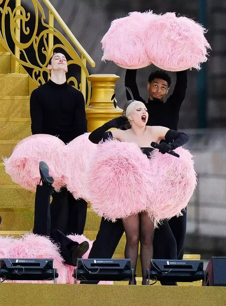 Lady Gaga rehearsing along the Seine River ahead of the opening ceremony of the Paris 2024 Olympic Games in France on July 26, 2024. (PHOTO: VIA PEOPLE, JOHN WALTON/PA IMAGES VIA GETTY IMAGES)