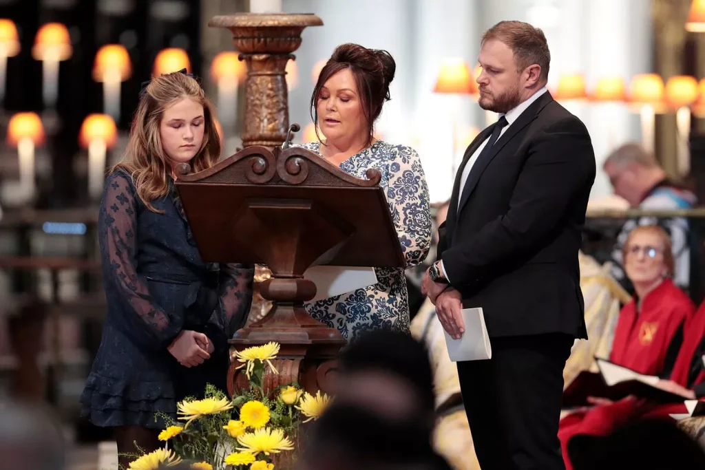 Michelle Turner with her husband and daughter at the Invictus Games Foundation's 10th anniversary celebrations in London on May 08, 2024. (PHOTO: VIA PEOPLE, DEFENSE MINISTRY OF UNITED KINGDOM /HANDOUT/ANADOLU VIA GETTY)