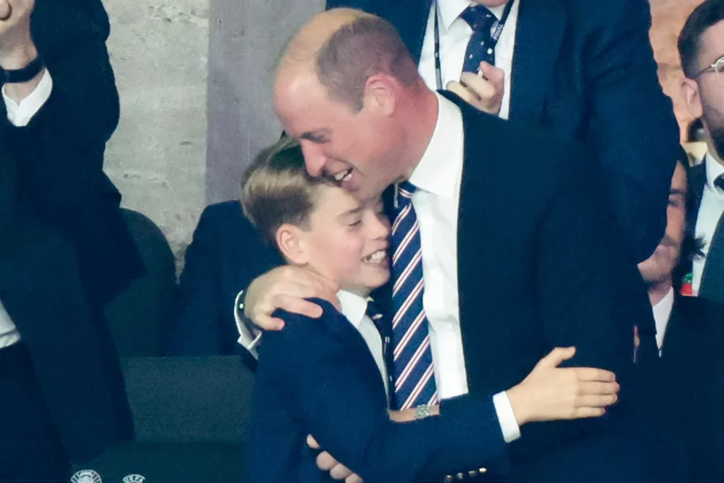 Prince George and Prince William attend the Euro 2024 final on July 14, 2024. (PHOTO: VIA PEOPLE, JEAN CATUFFE/GETTY)