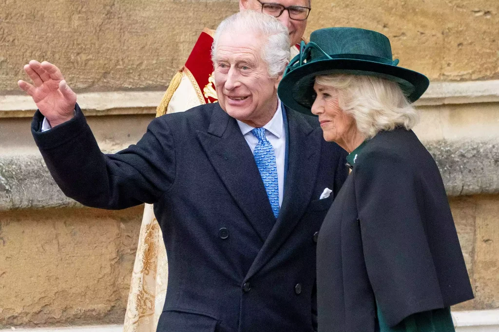 King Charles and Queen Camilla at church on Easter at St. George's Chapel at Windsor Castle on March 31, 2024. (PHOTO: VIA PEOPLE, Mark Cuthbert/UK Press via Getty)