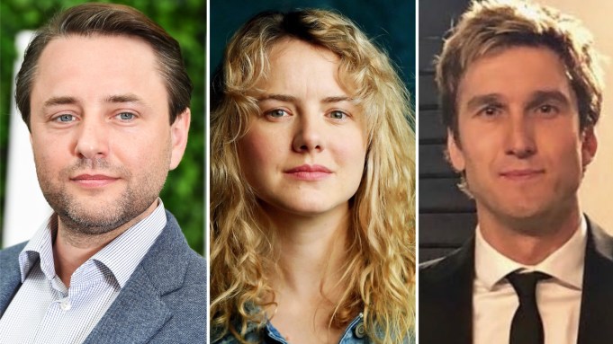 Vincent Kartheiser, Laura Slade Wiggins and Landon Ashworth. (PHOTO: VIA DEADLINE, Getty/Zac Smith/Genevieve Dubois)