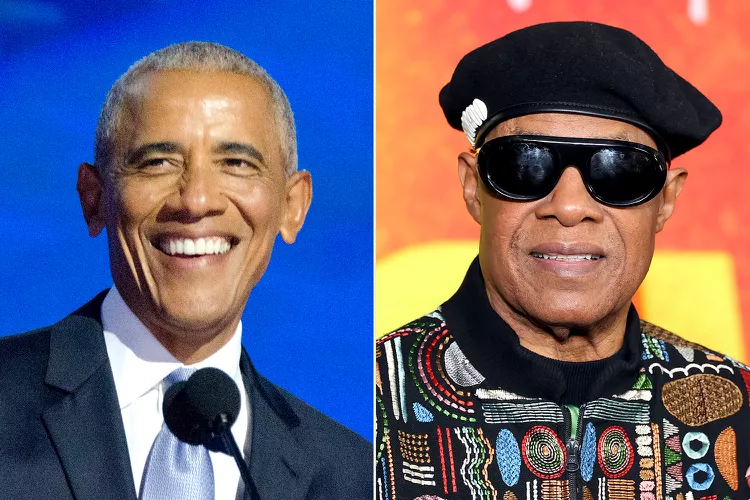 Barack Obama and Stevie Wonder. (PHOTO: VIA PEOPLE, Jacek Boczarski/Anadolu via Getty; Leon Bennett/Getty)