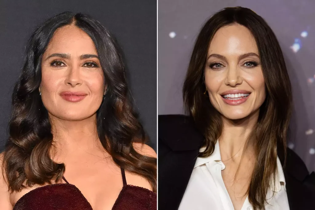 Salma Hayek Pinault and Angelina Jolie. (PHOTO: VIA PEOPLE, James Devaney/GC Images; Samir Hussein/WireImage)