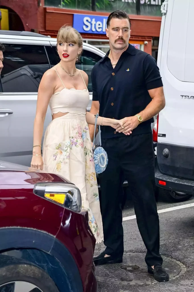 Taylor Swift and Travis Kelce step out to a wedding in New York City on Sept. 7, 2024. (PHOTO: VIA PEOPLE, North Woods / BACKGRID)