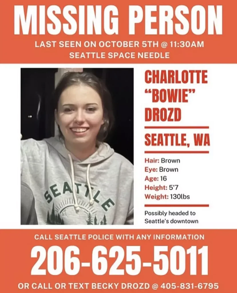 Charlotte Drozd’s missing persons poster.