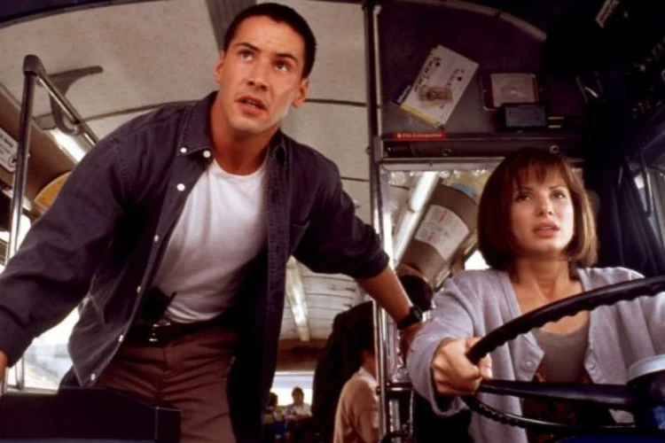 Keanu Reeves and Sandra Bullock in 'Speed' (1994).