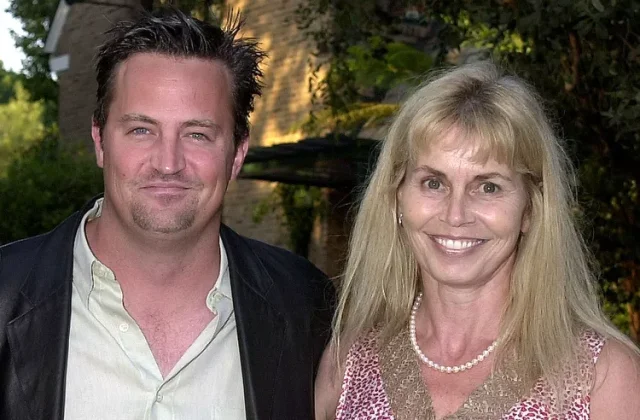 Matthew Perry with mom Suzanne during LA Kings & the Canadian Community Pay Tribute to Garnet "Ace" Bailey at The Canadian Residence in Los Angeles, California, United States.