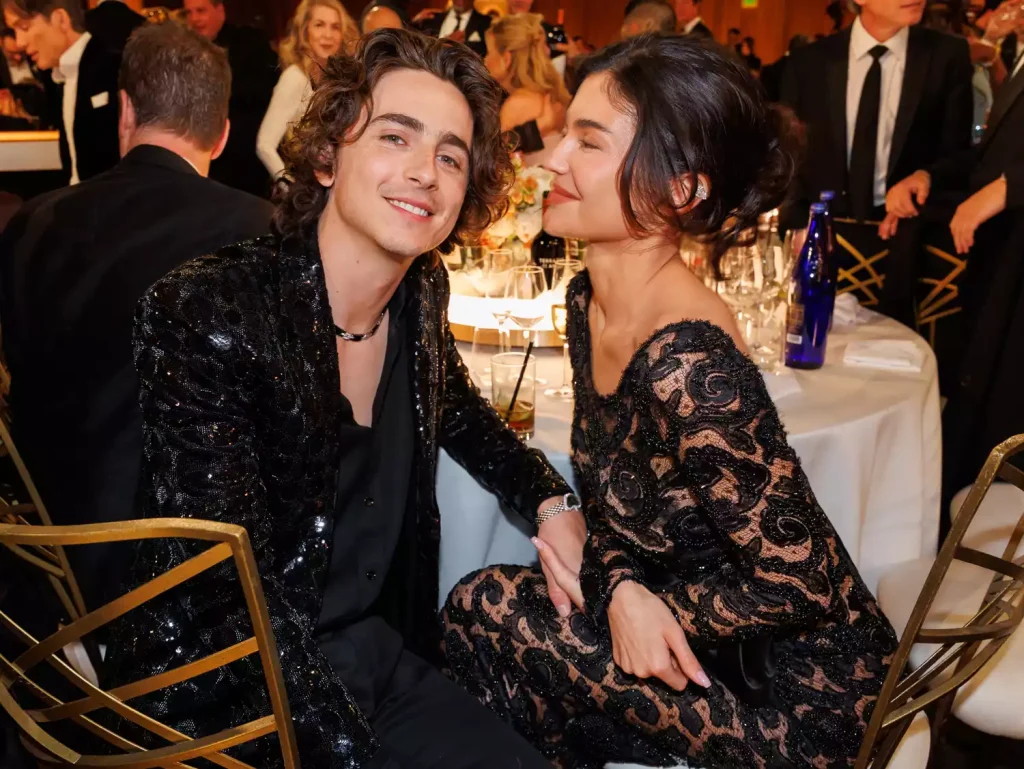 Timothée Chalamet and Kylie Jenner pictured at the Golden Globe Awards on Jan. 7.