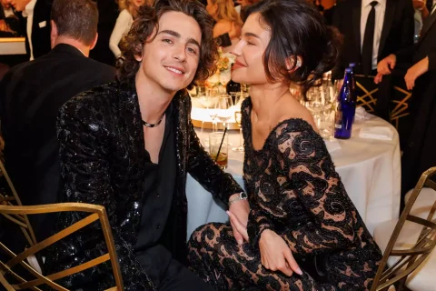 Timothée Chalamet and Kylie Jenner pictured at the Golden Globe Awards on Jan. 7.