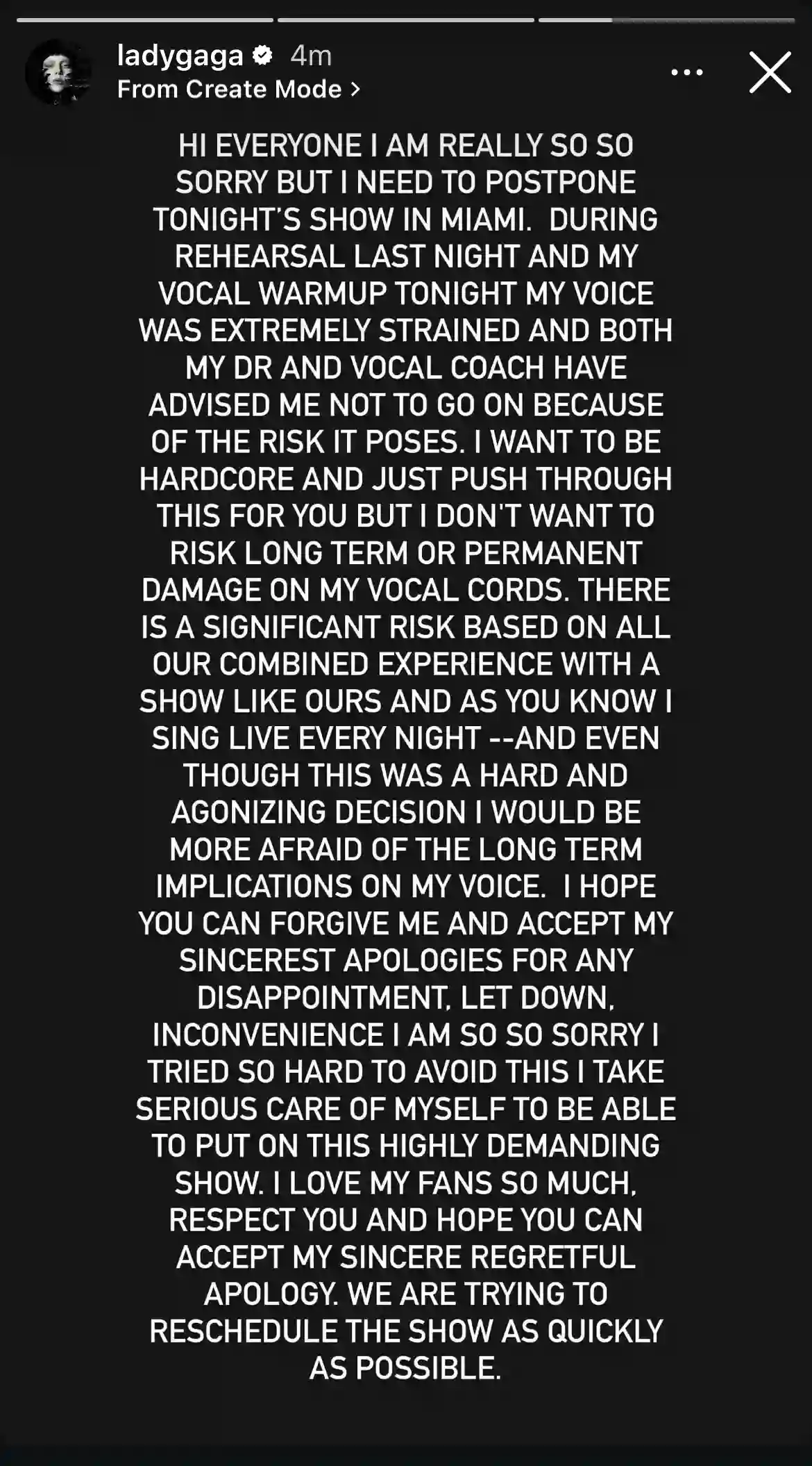 Lady Gaga Instagram Post